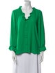 Neiman Marcus V-Neck Three-Quarter Sleeve Blouse