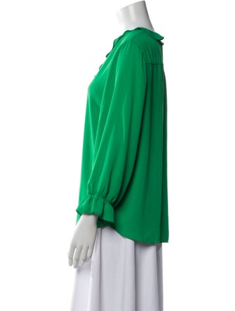 Neiman Marcus V-Neck Three-Quarter Sleeve Blouse