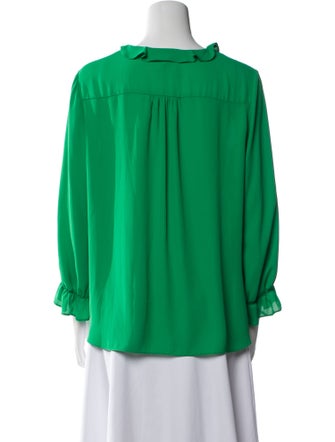 Neiman Marcus V-Neck Three-Quarter Sleeve Blouse