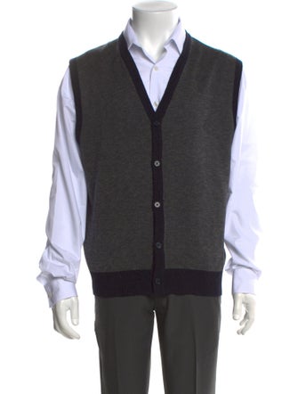 Neiman Marcus Colorblock Pattern V-Neck Sweater Vest
