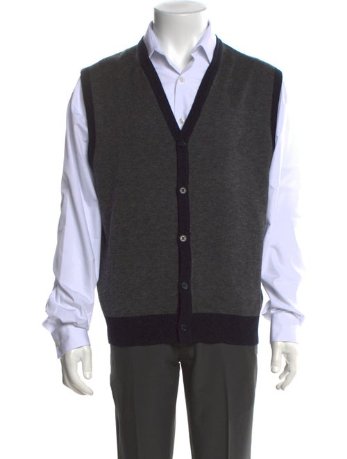 Neiman Marcus Colorblock Pattern V-Neck Sweater Vest