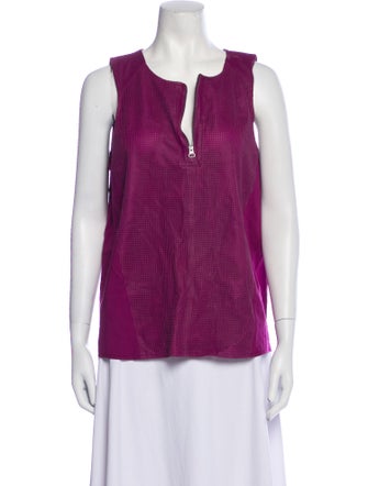 Neiman Marcus V-Neck Sleeveless Blouse