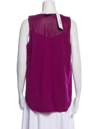 Neiman Marcus V-Neck Sleeveless Blouse