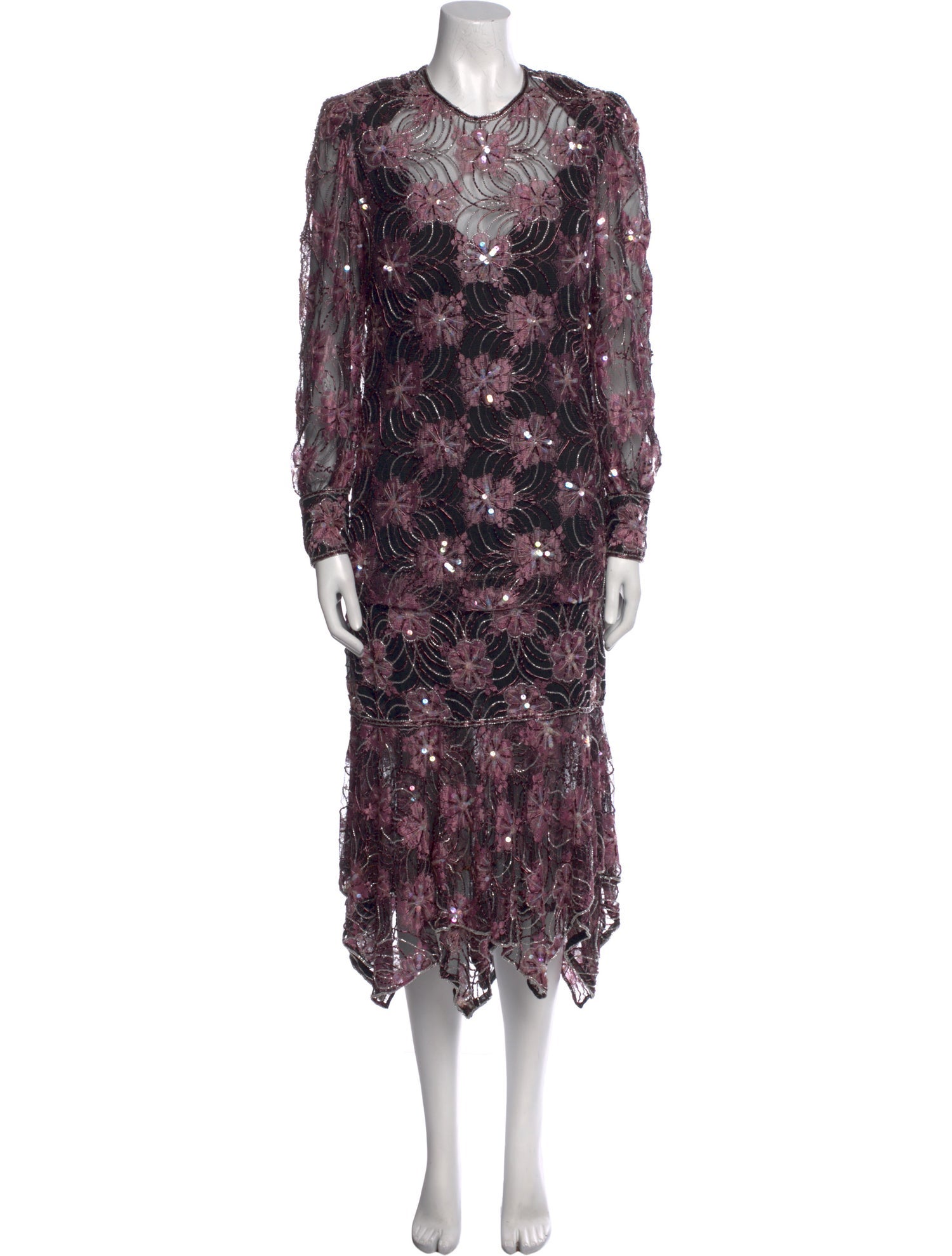 Neiman Marcus Floral Print Midi Length Dress