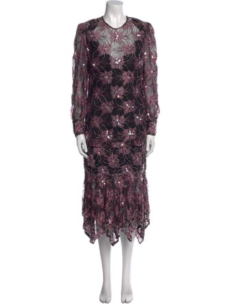 Neiman Marcus Floral Print Midi Length Dress