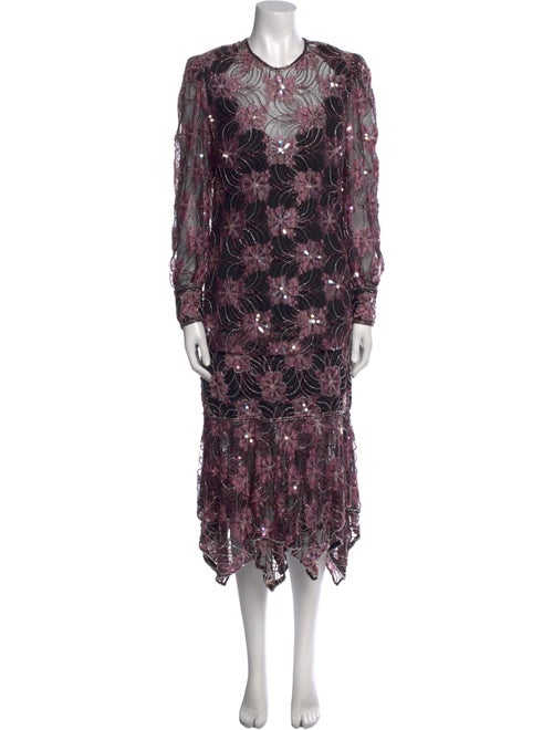 Neiman Marcus Floral Print Midi Length Dress