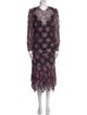 Neiman Marcus Floral Print Midi Length Dress