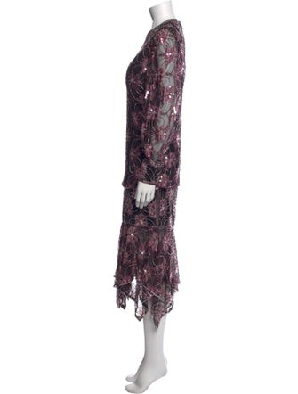 Neiman Marcus Floral Print Midi Length Dress
