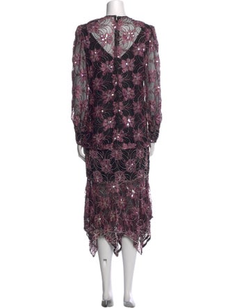 Neiman Marcus Floral Print Midi Length Dress