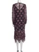Neiman Marcus Floral Print Midi Length Dress