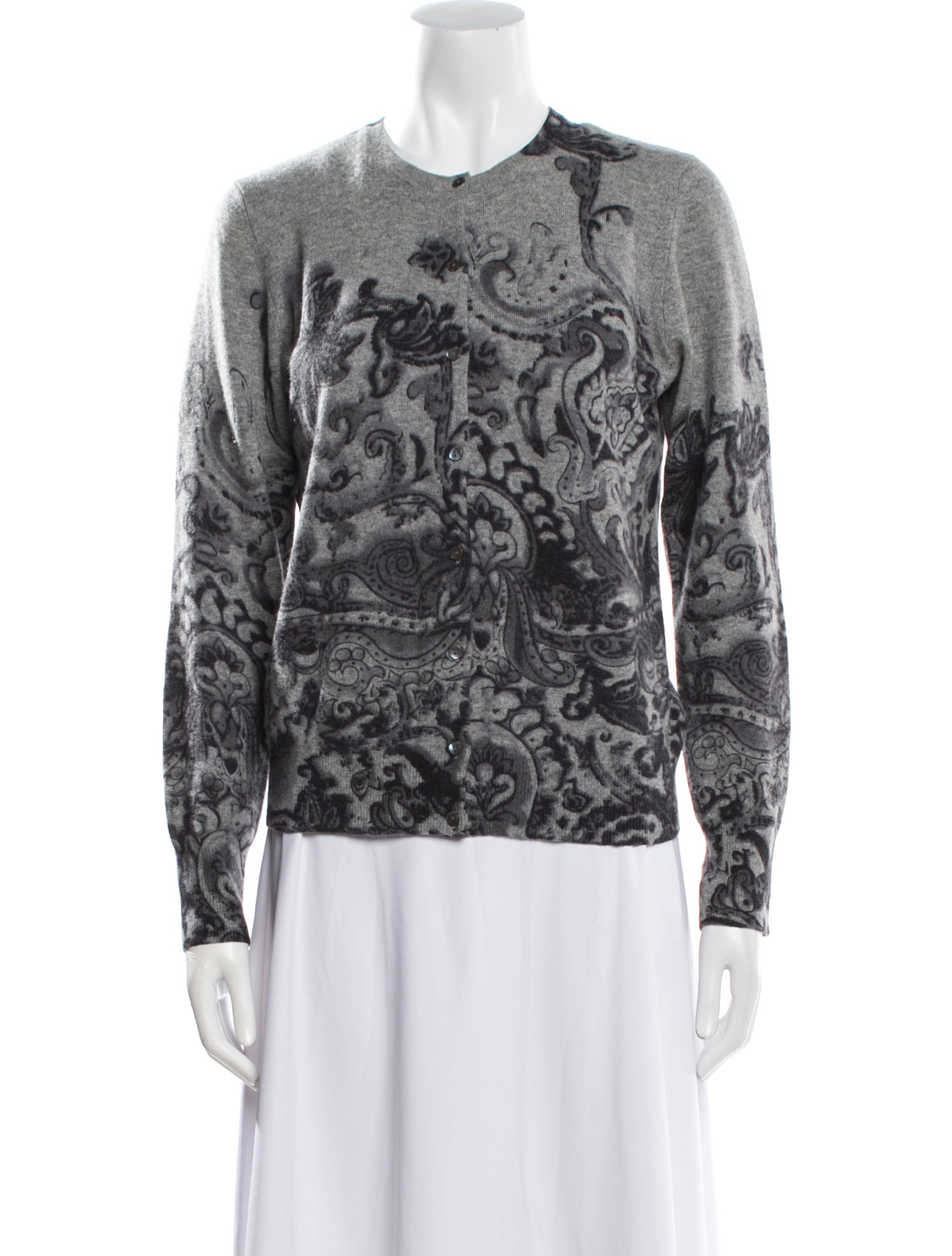 Neiman Marcus Cashmere Printed Sweater
