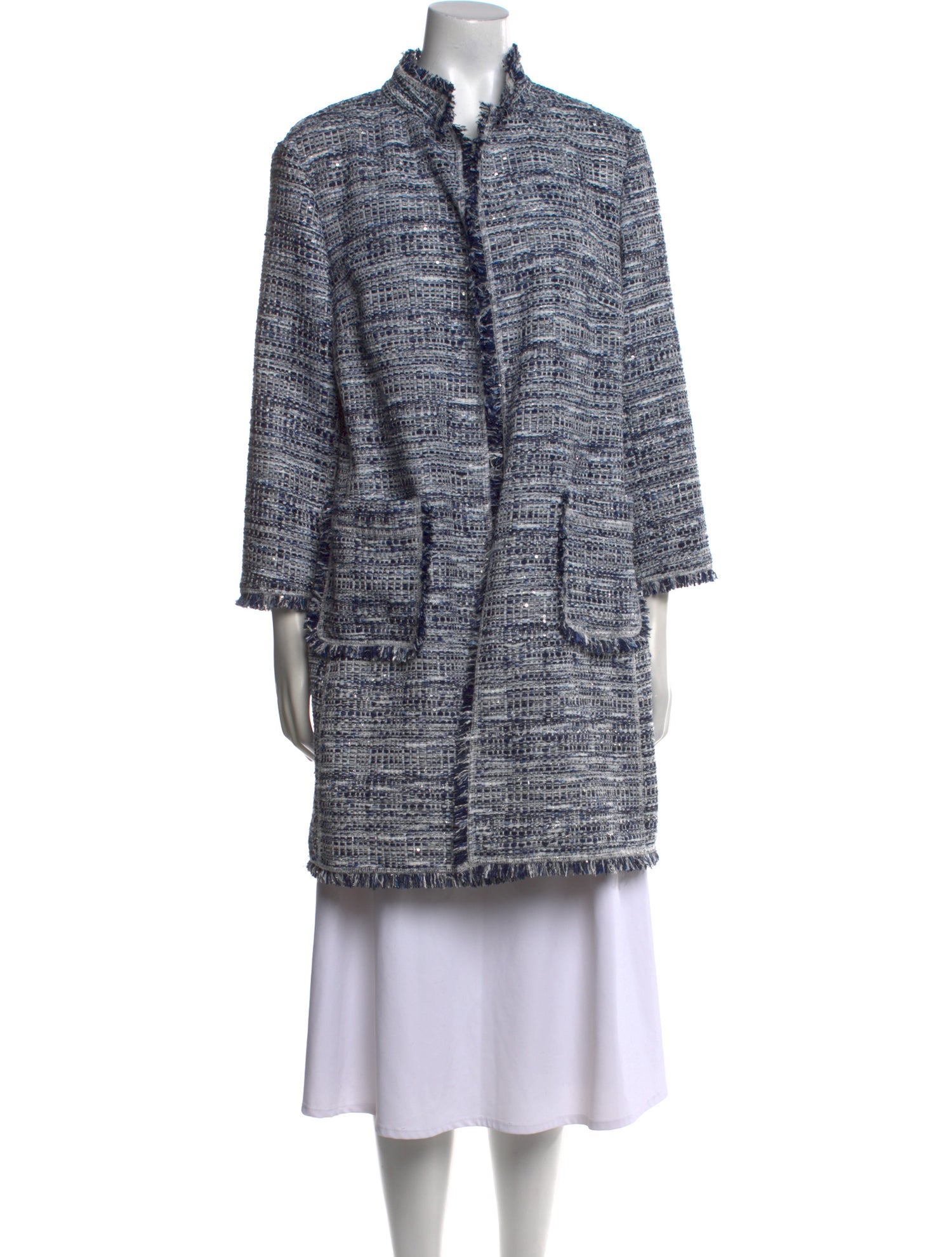 Neiman Marcus Printed Mock Neck Sweater