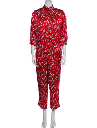 Neiman Marcus Silk Printed Pajamas