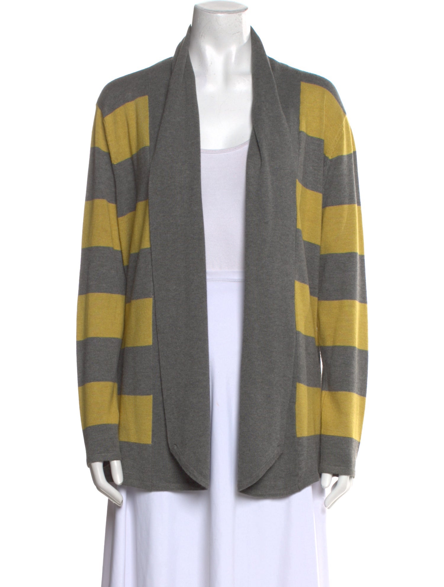 Neiman Marcus Striped Open Front Sweater