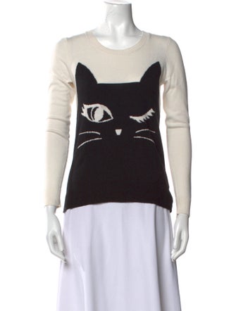 Neiman Marcus Printed Scoop Neck Sweater