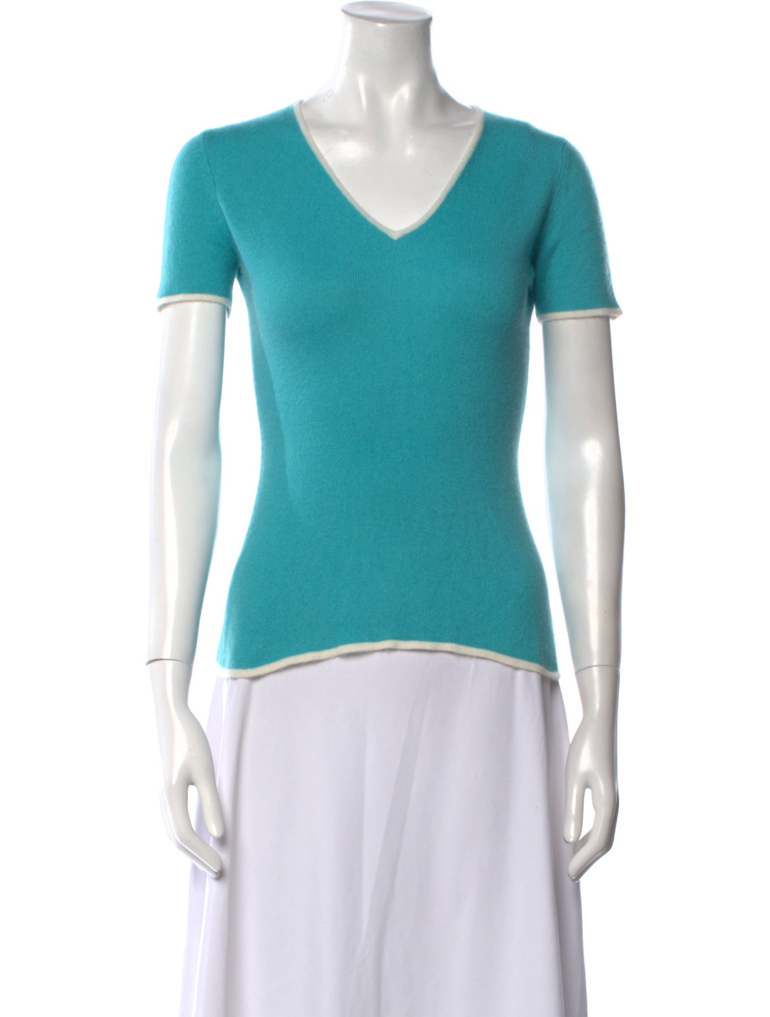 Neiman Marcus Cashmere V-Neck T-Shirt