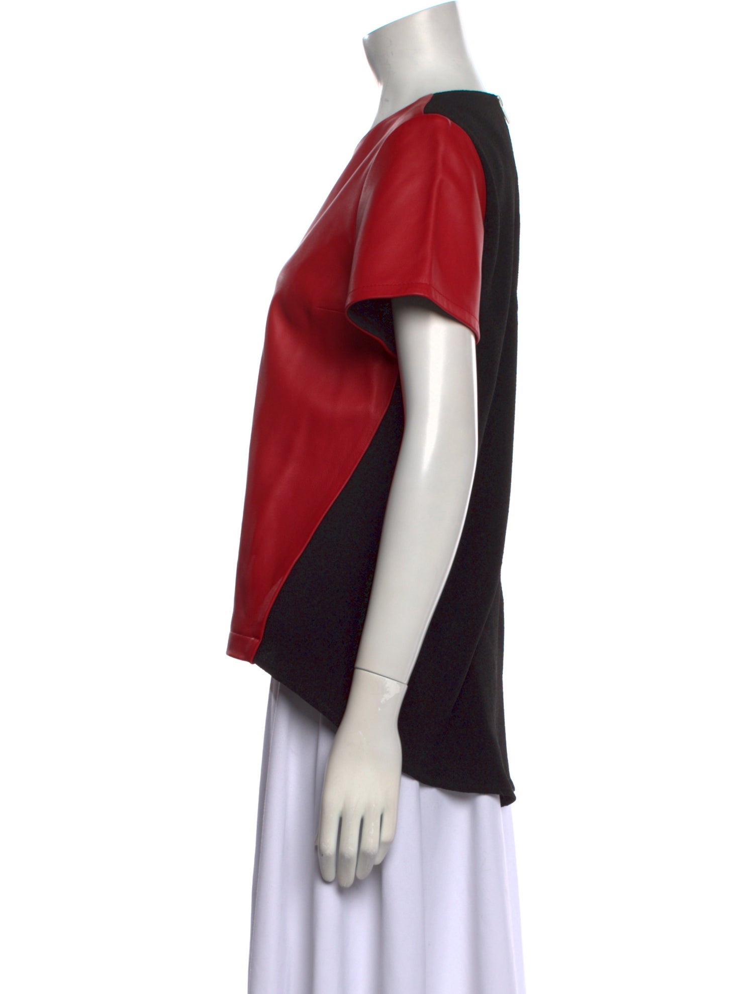 Neiman Marcus Leather Crew Neck Blouse