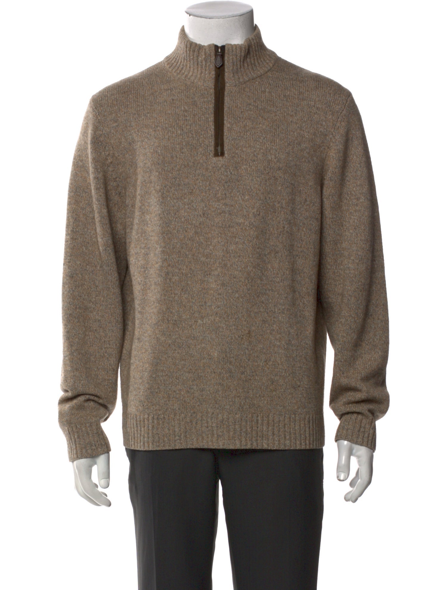 Neiman Marcus Camel Hair Mock Neck Pullover