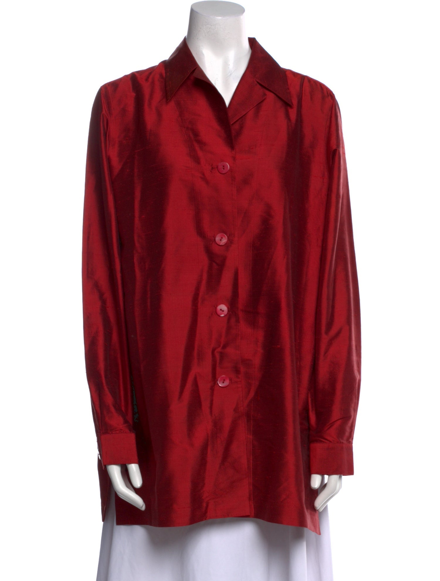 Neiman Marcus Silk Long Sleeve Tunic