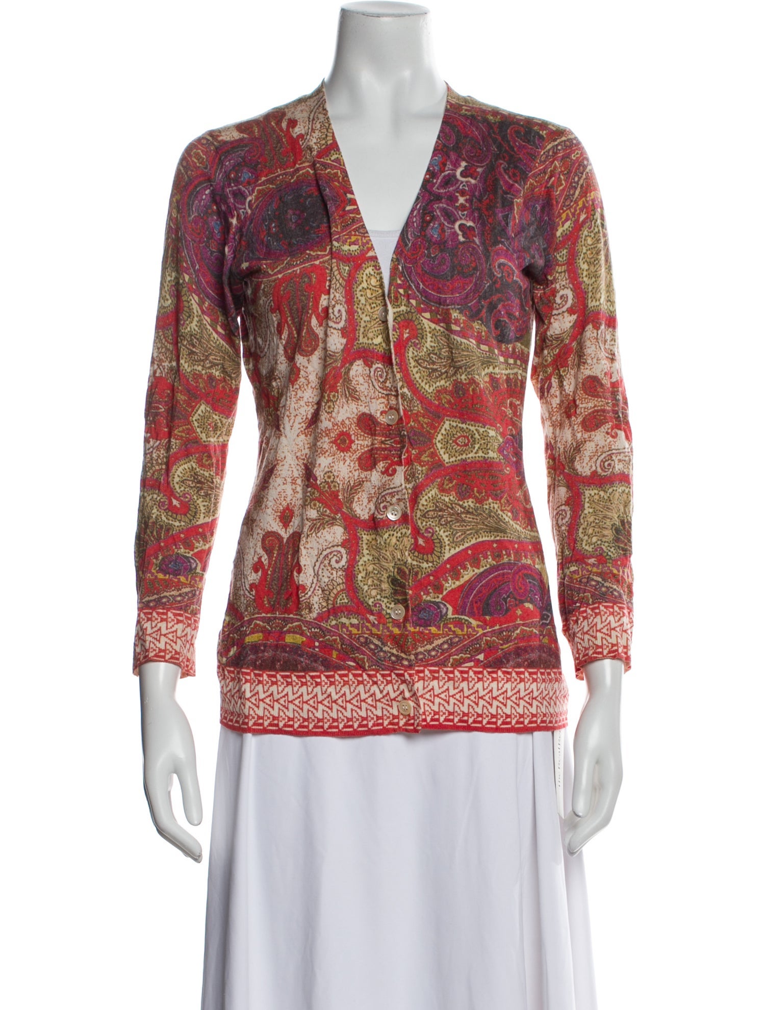 Neiman Marcus Silk Paisley Print Sweater