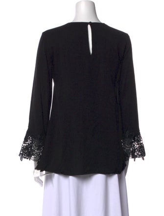 Neiman Marcus Bateau Neckline Long Sleeve Blouse
