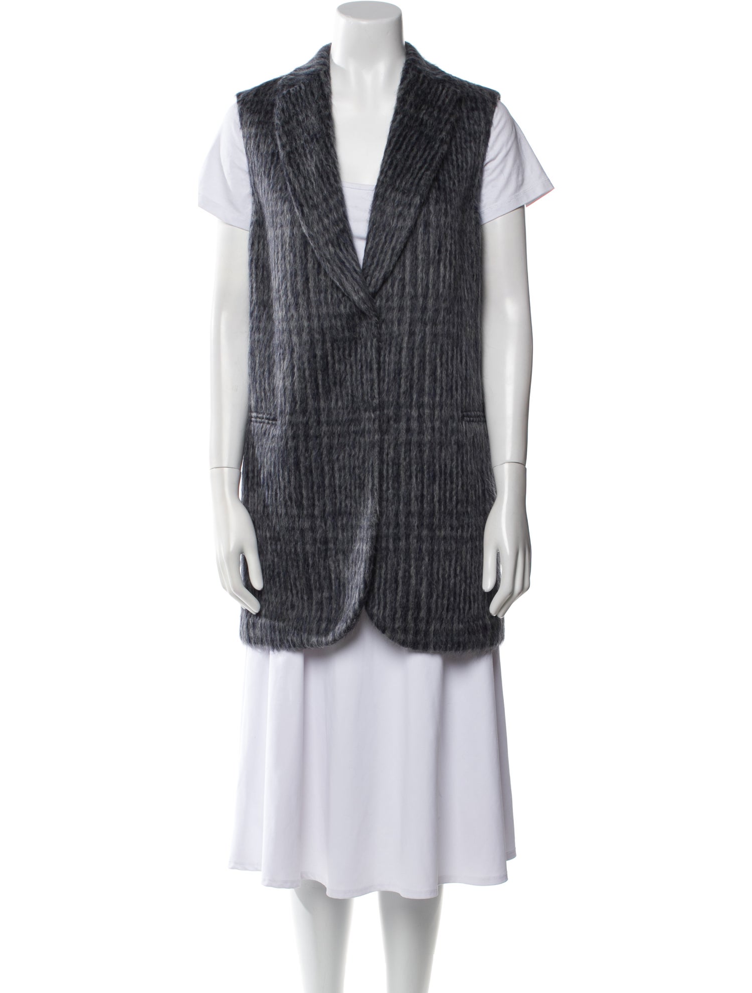 Neiman Marcus Virgin Wool Plaid Print Vest w/ Tags