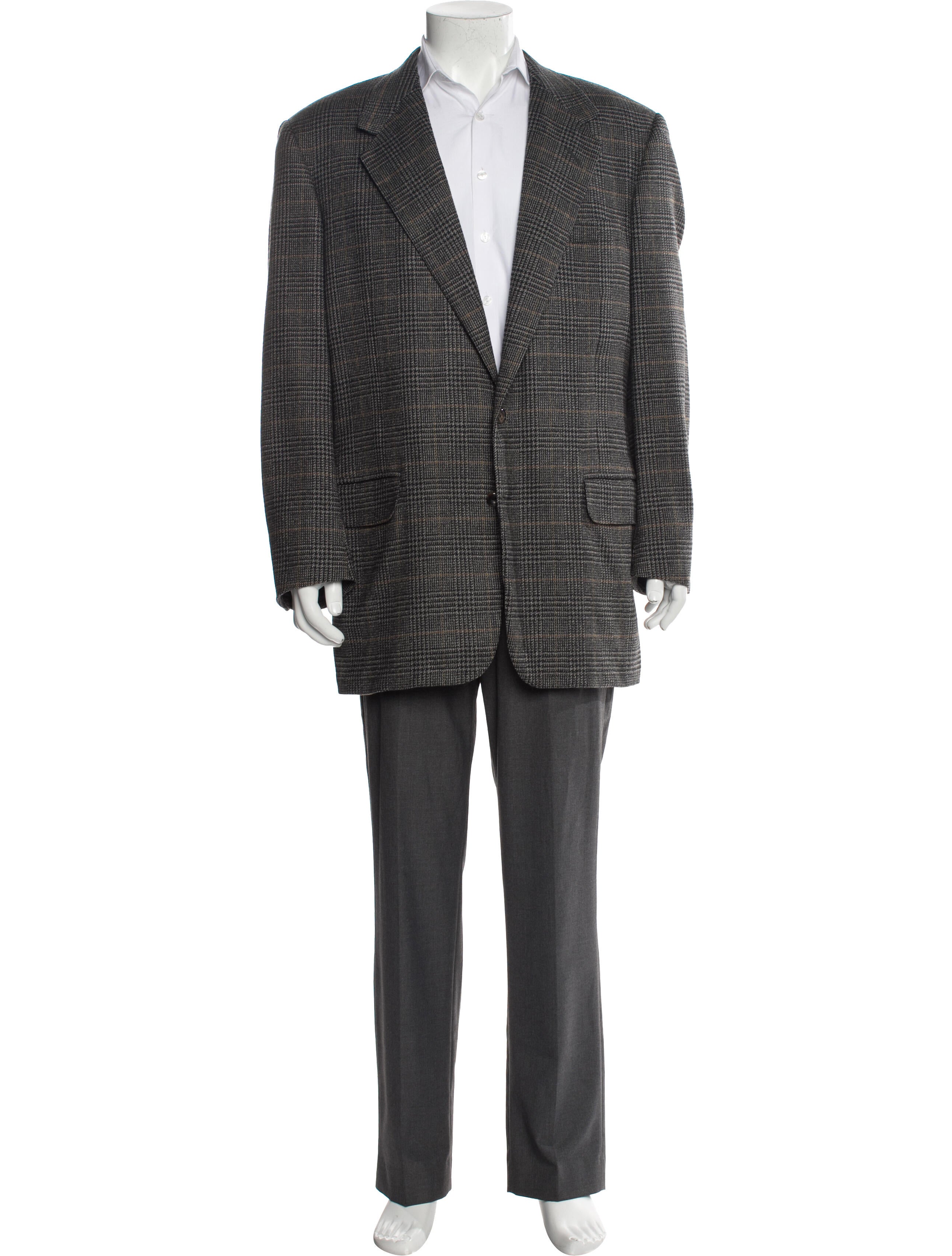 Neiman Marcus Wool Plaid Print Blazer