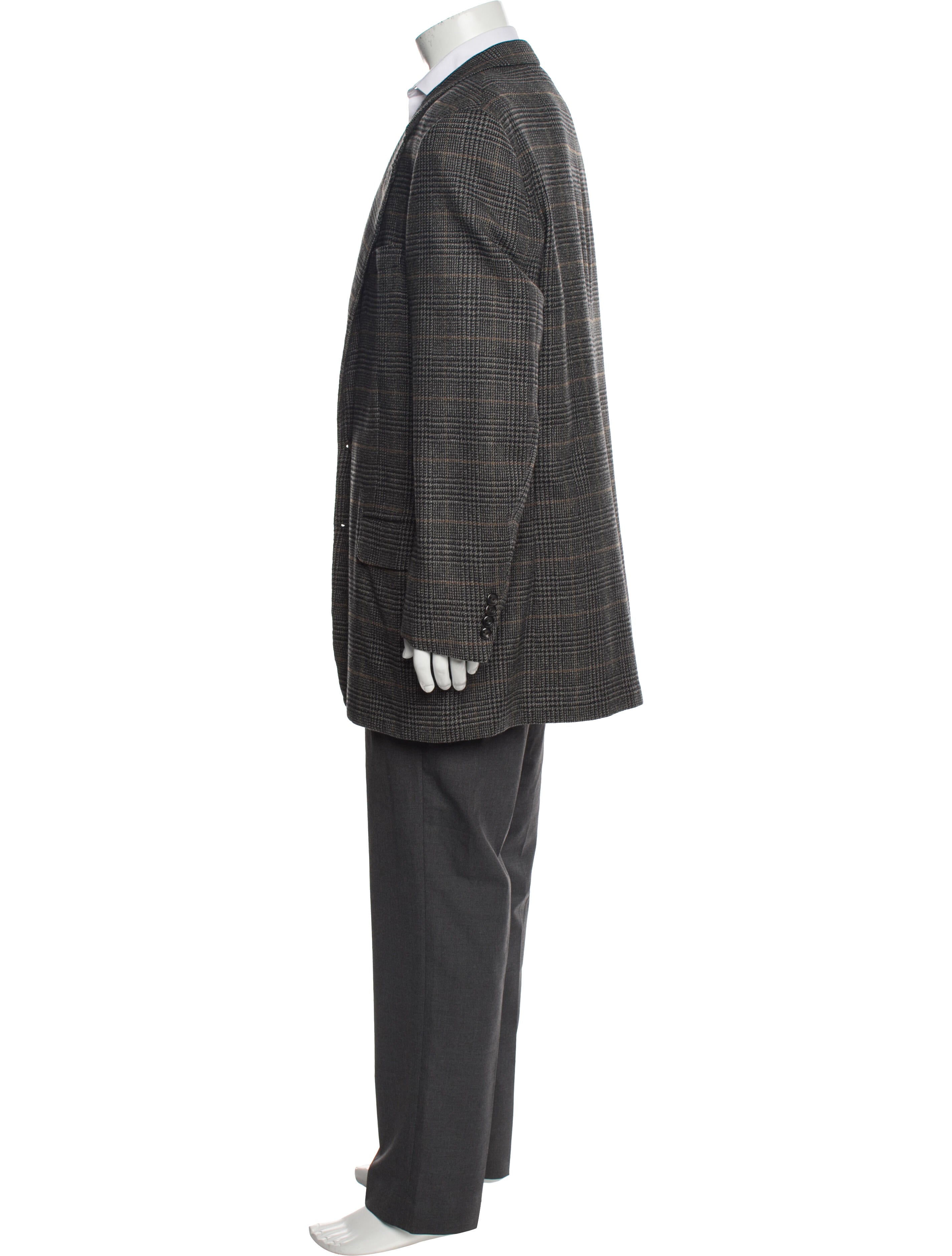 Neiman Marcus Wool Plaid Print Blazer