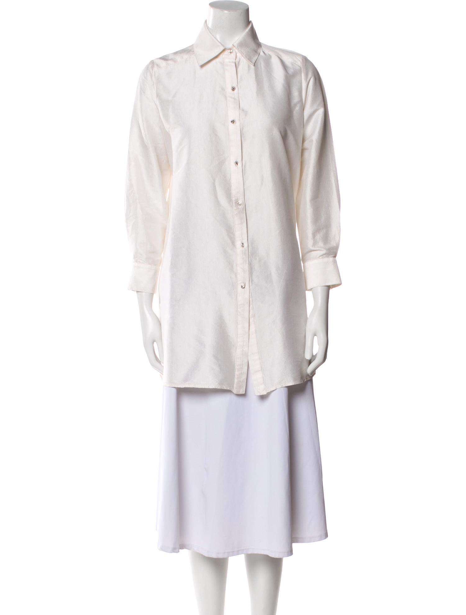 Neiman Marcus Silk Long Sleeve Tunic