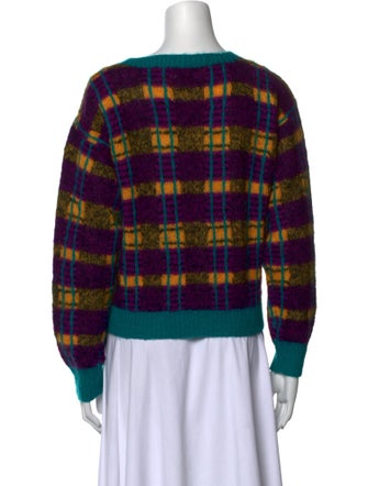 Neiman Marcus Wool Plaid Print Sweater