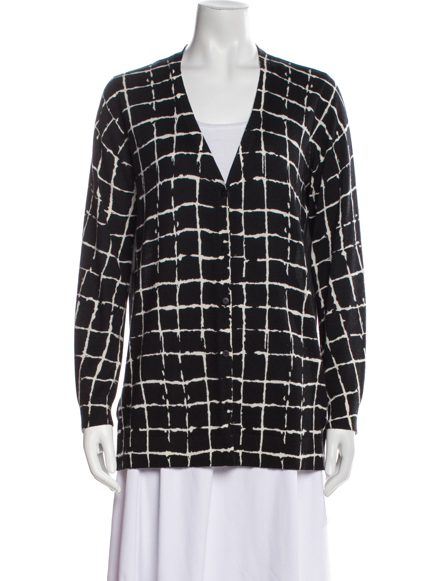 Neiman Marcus Silk Plaid Print Sweater