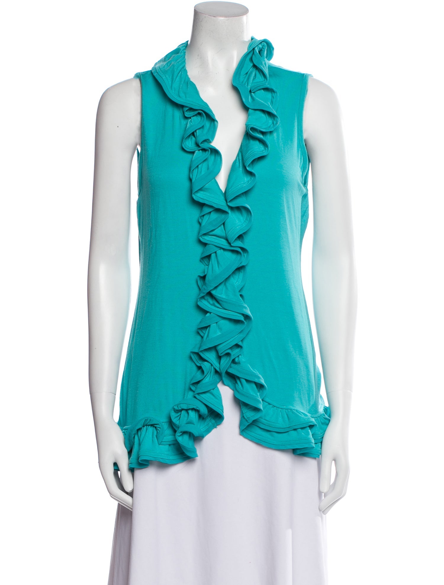 Neiman Marcus V-Neck Sleeveless Blouse