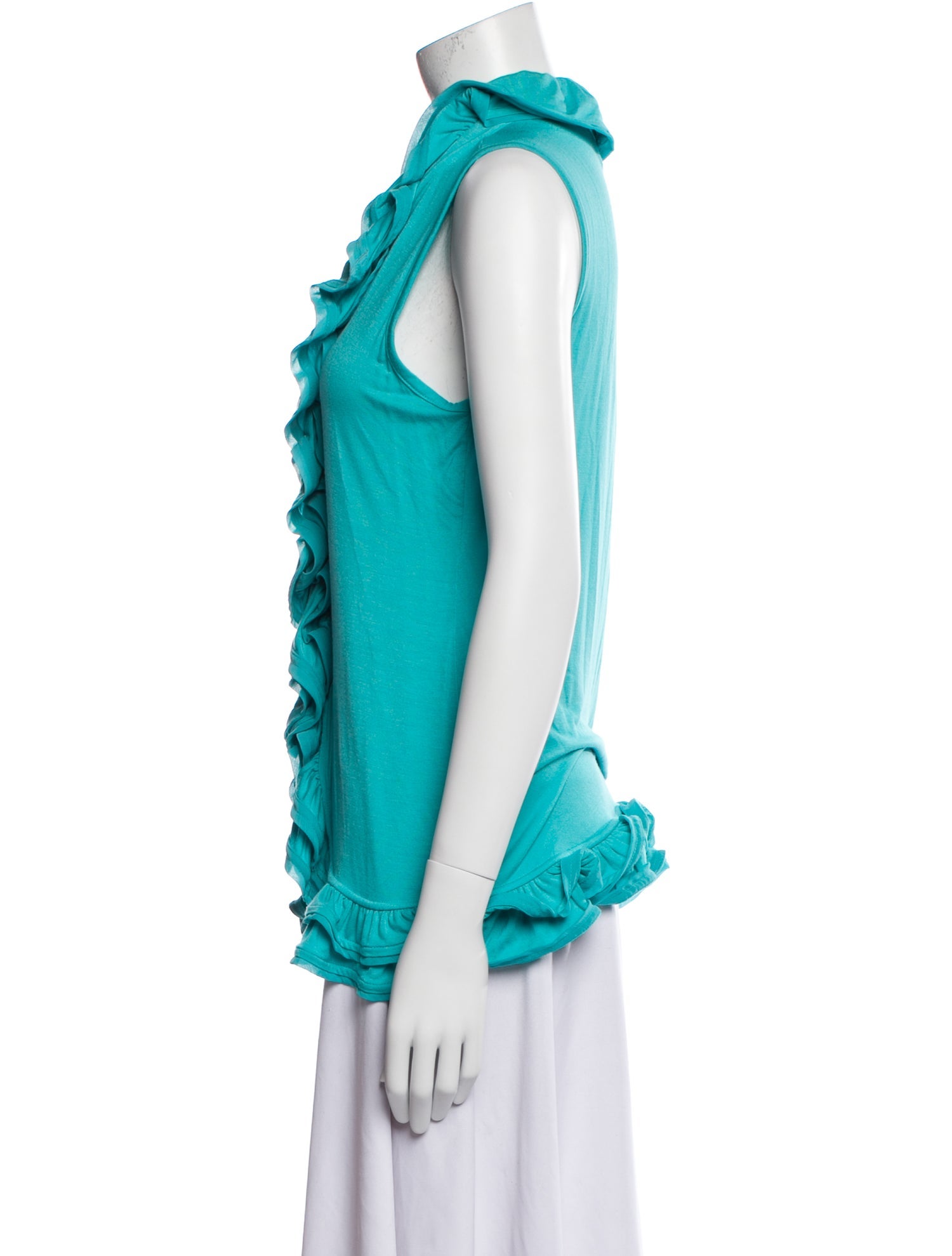 Neiman Marcus V-Neck Sleeveless Blouse