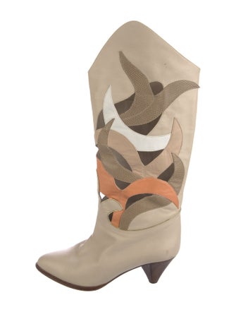Neiman Marcus Leather Colorblock Pattern Boots