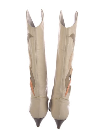 Neiman Marcus Leather Colorblock Pattern Boots