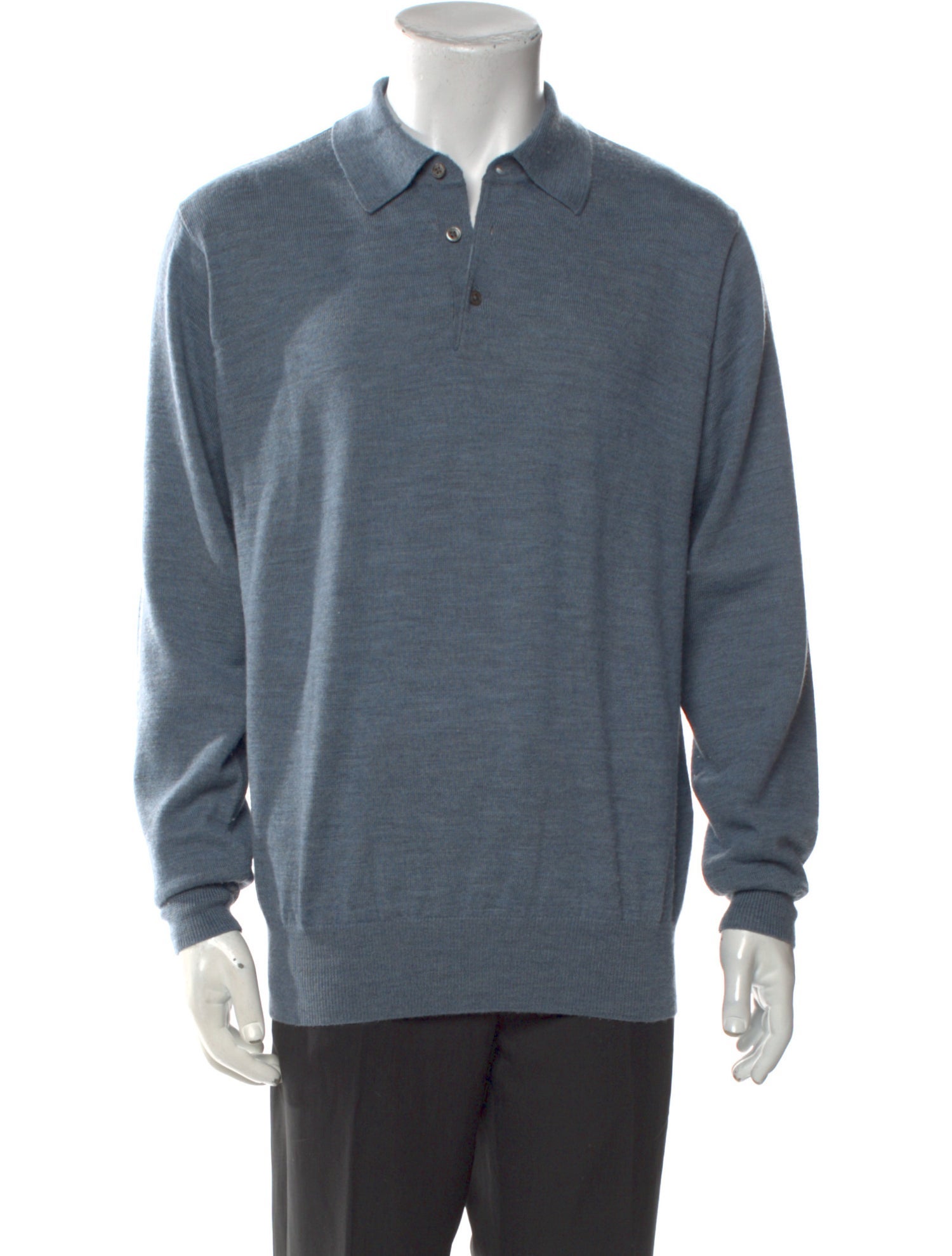 Neiman Marcus Collar Long Sleeve Polo Sweater