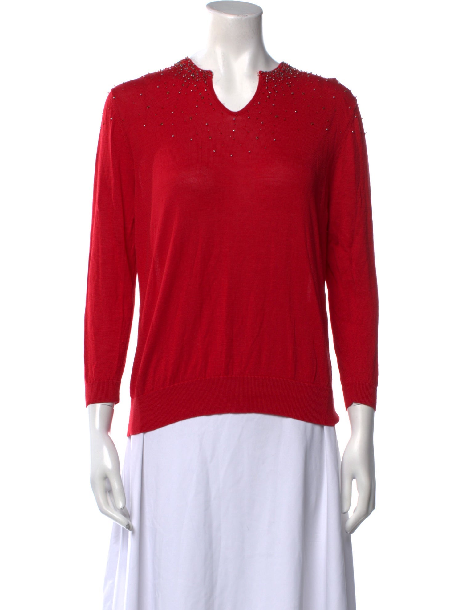 Neiman Marcus Silk V-Neck Top