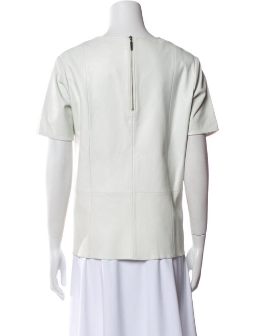 Neiman Marcus Silk Crew Neck Button-Up Top