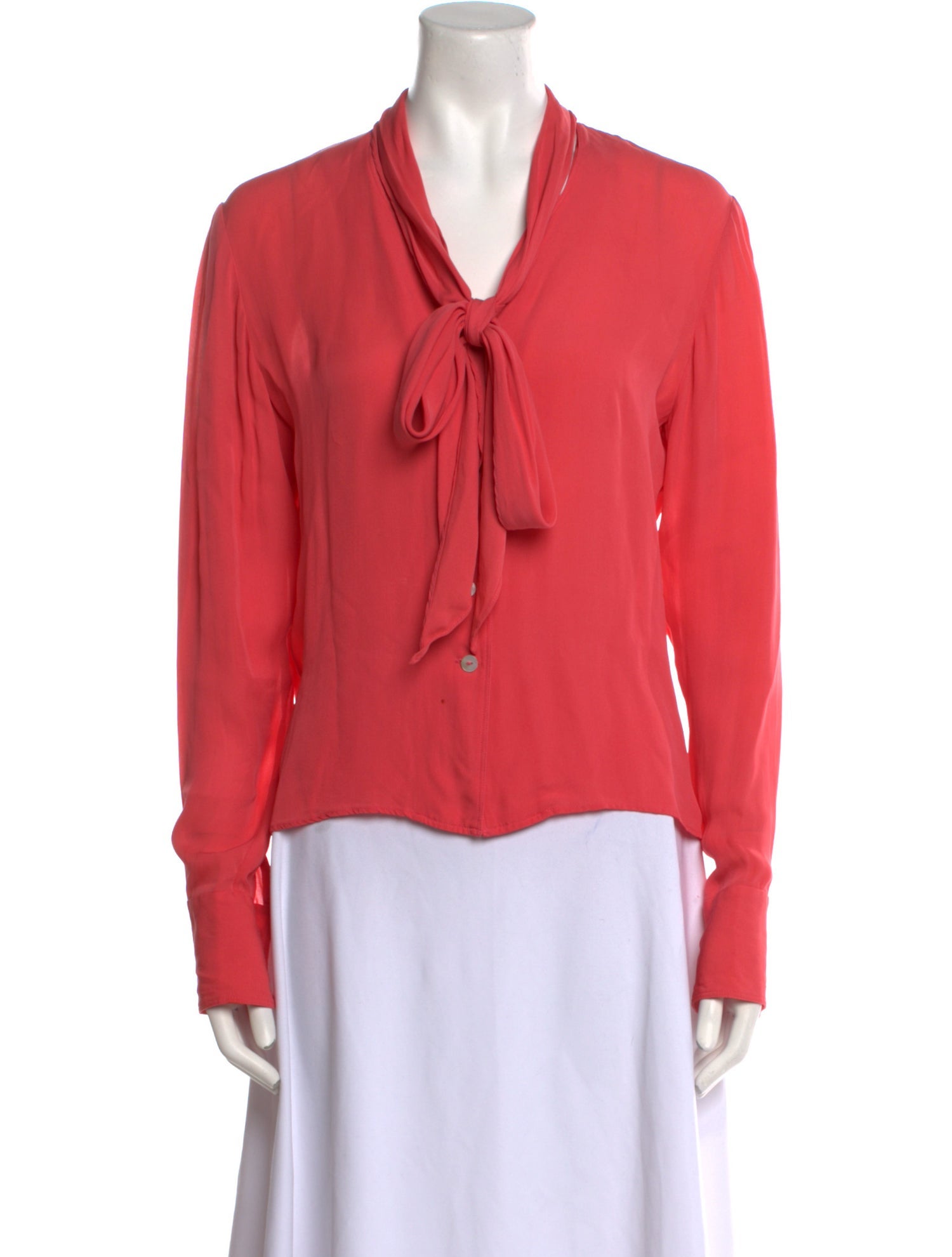 Neiman Marcus Silk Tie Neck Blouse
