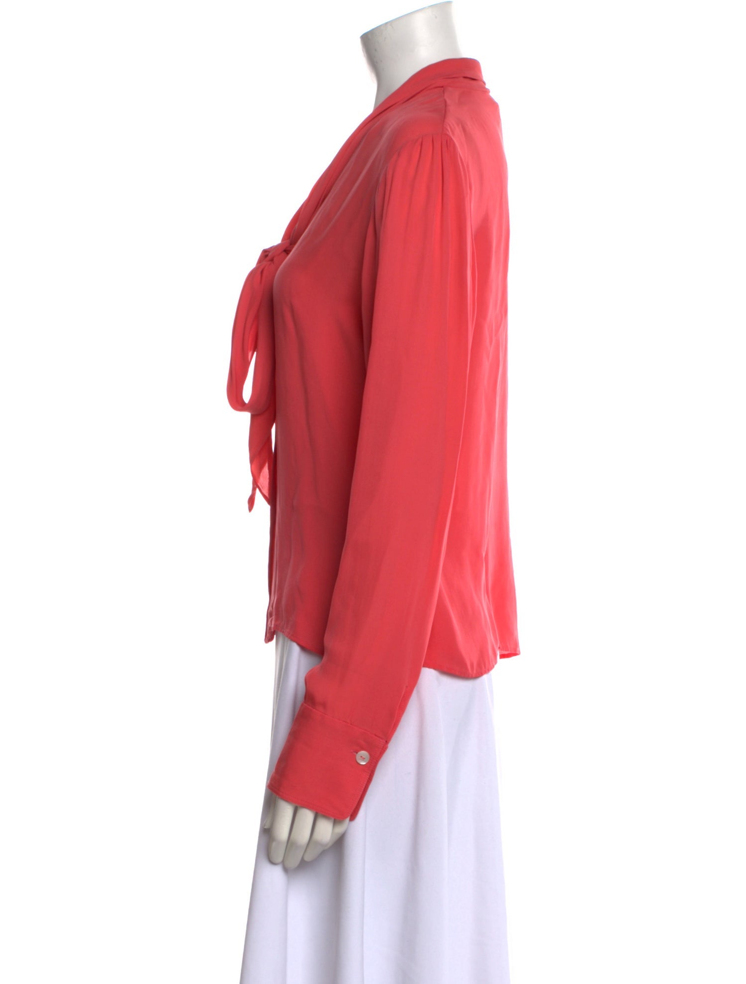 Neiman Marcus Silk Tie Neck Blouse