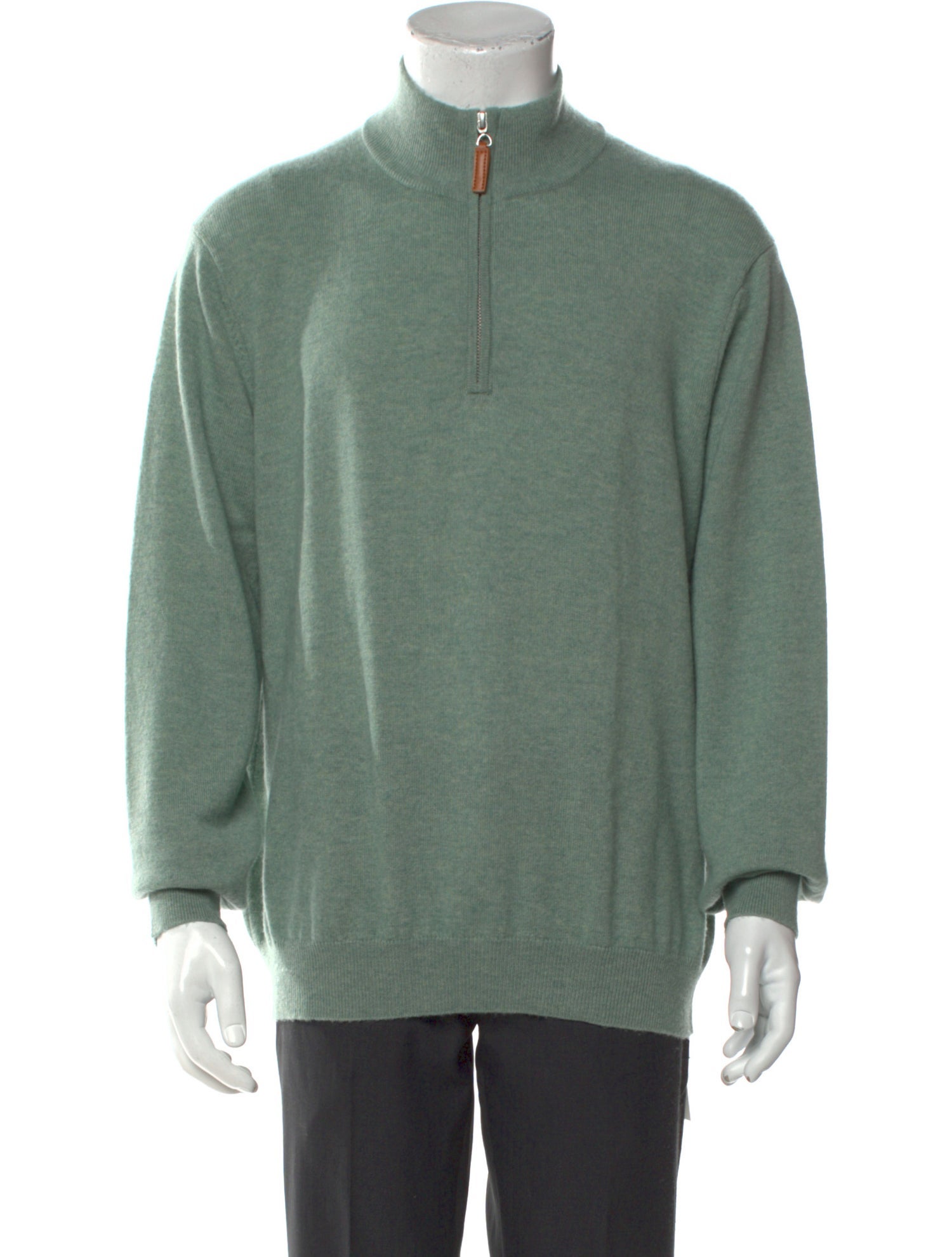 Neiman Marcus Merino Wool Mock Neck Polo Sweater