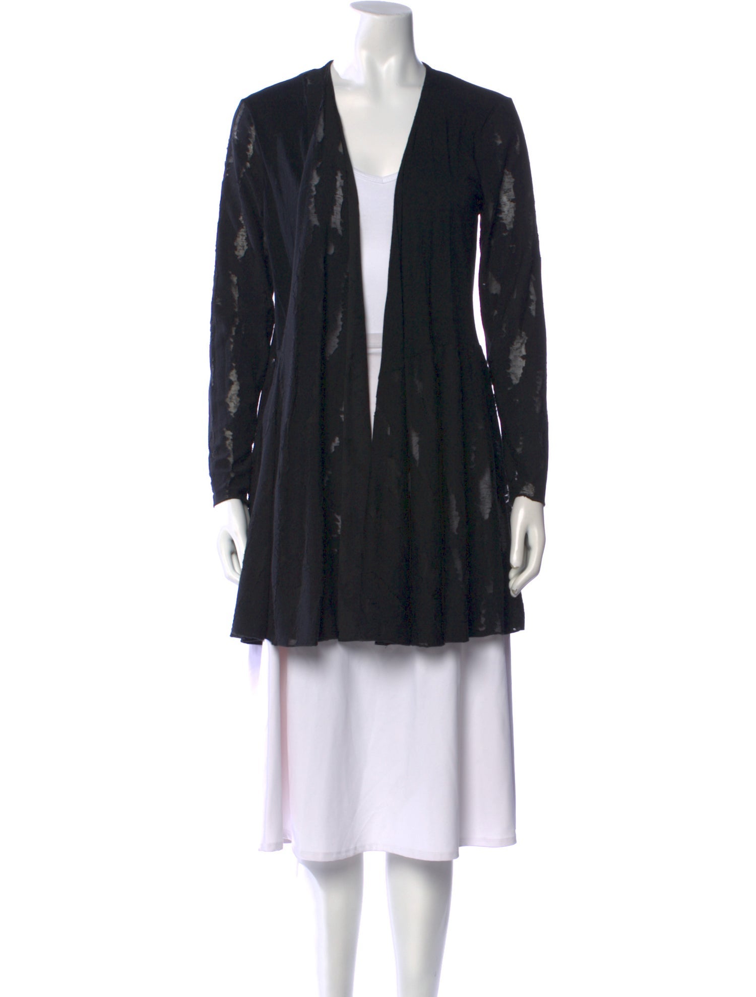 Neiman Marcus Striped Open Front Sweater