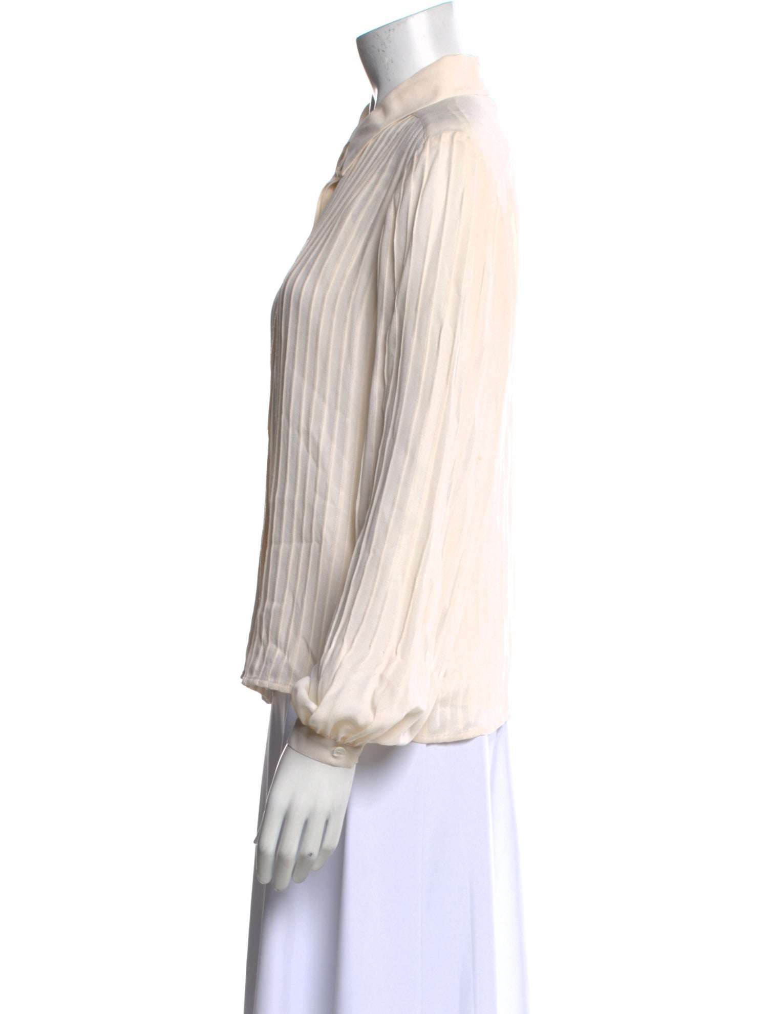 Neiman Marcus Silk Striped Button-Up Top