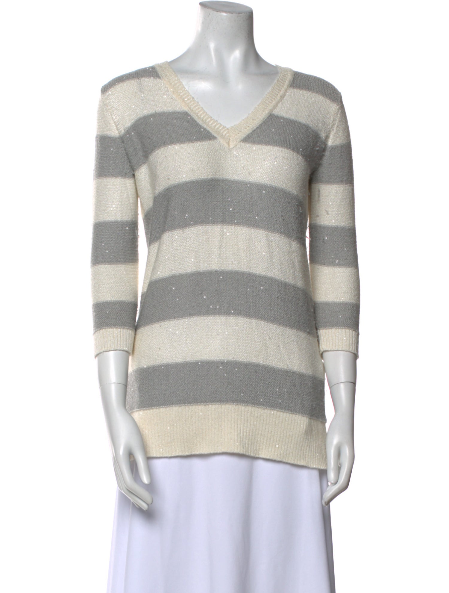 Neiman Marcus Silk Striped Sweater