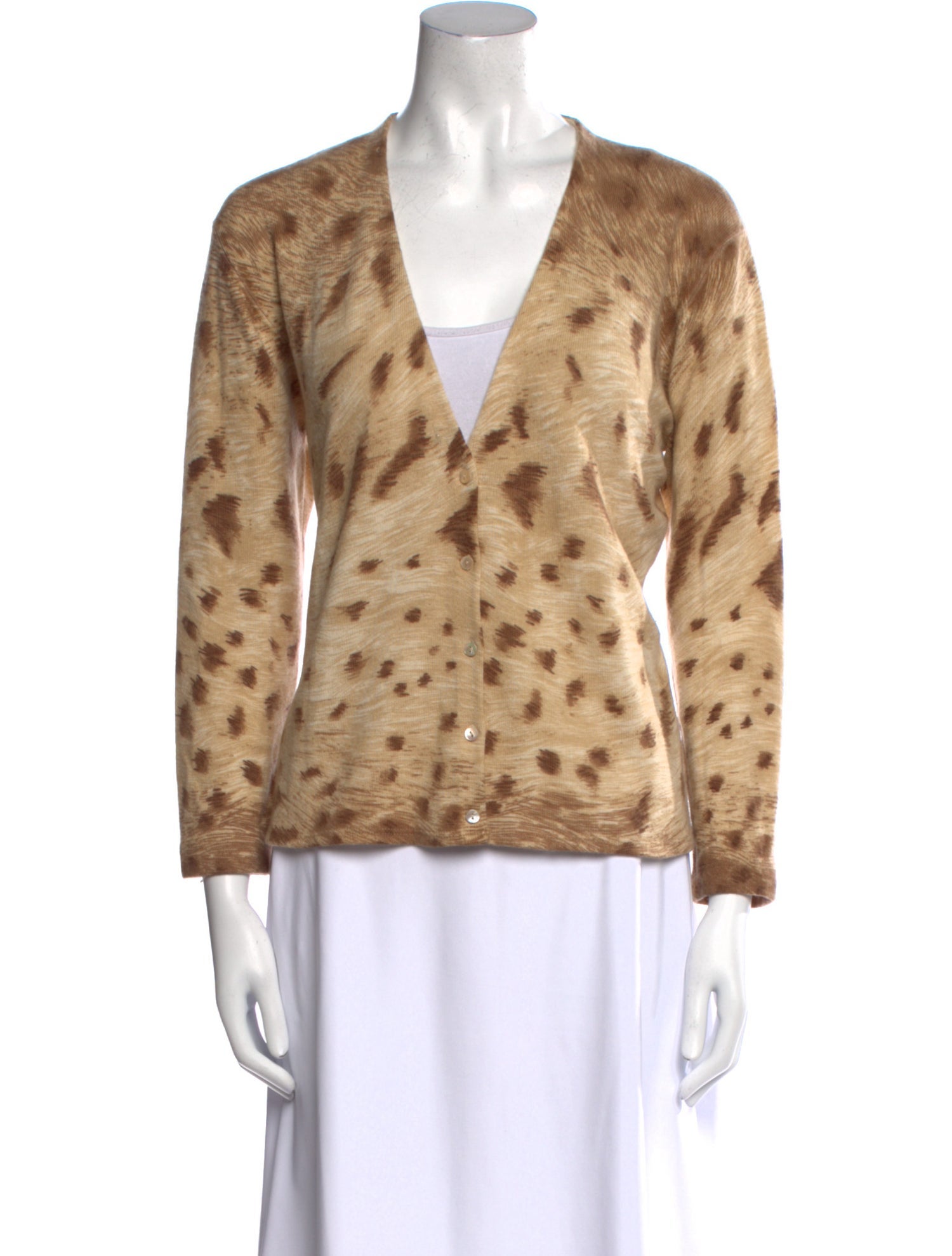Neiman Marcus Cashmere Animal Print Sweater