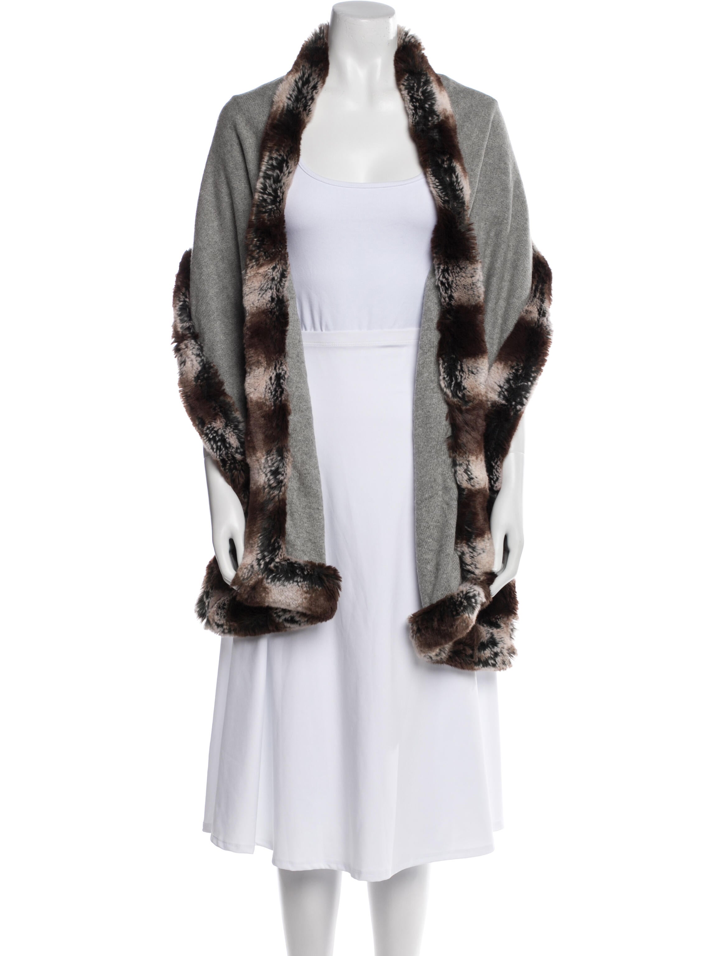 Neiman Marcus Fur Striped Scarf
