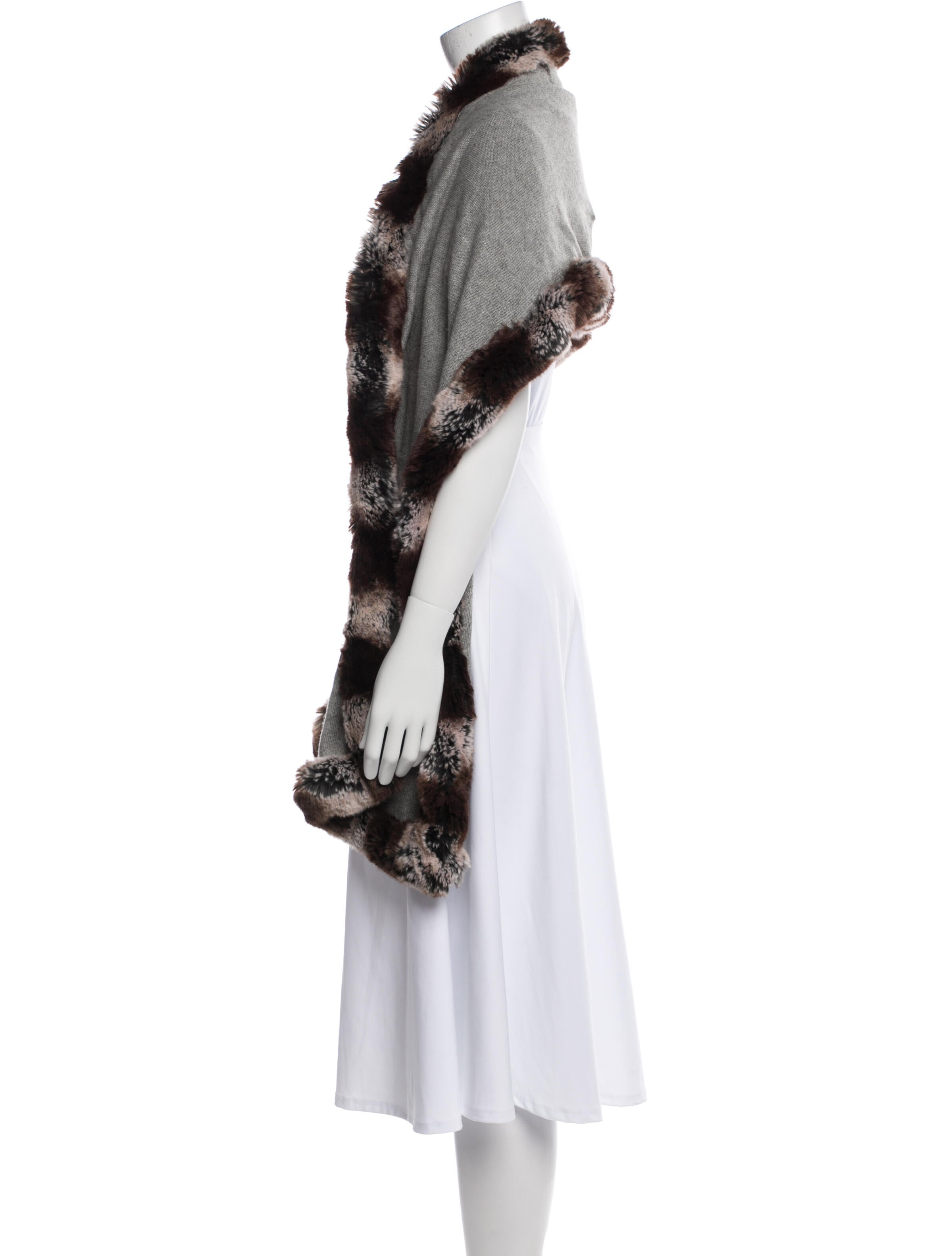 Neiman Marcus Fur Striped Scarf