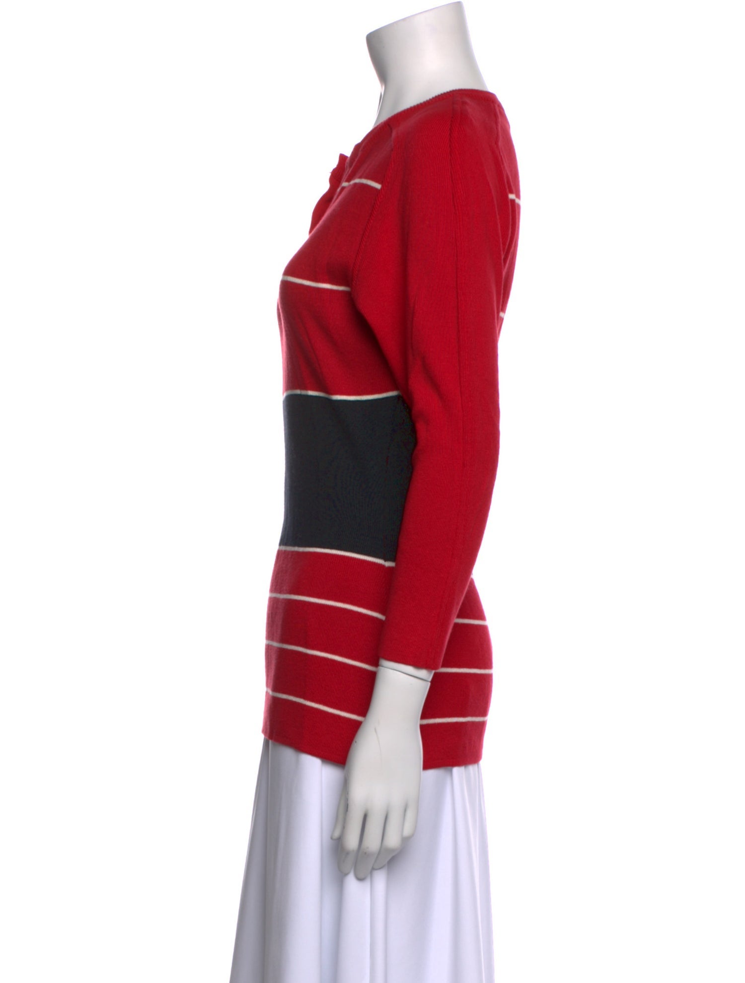 Neiman Marcus Striped V-Neck Polo