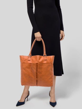 Neiman Marcus Embossed Leather Tote