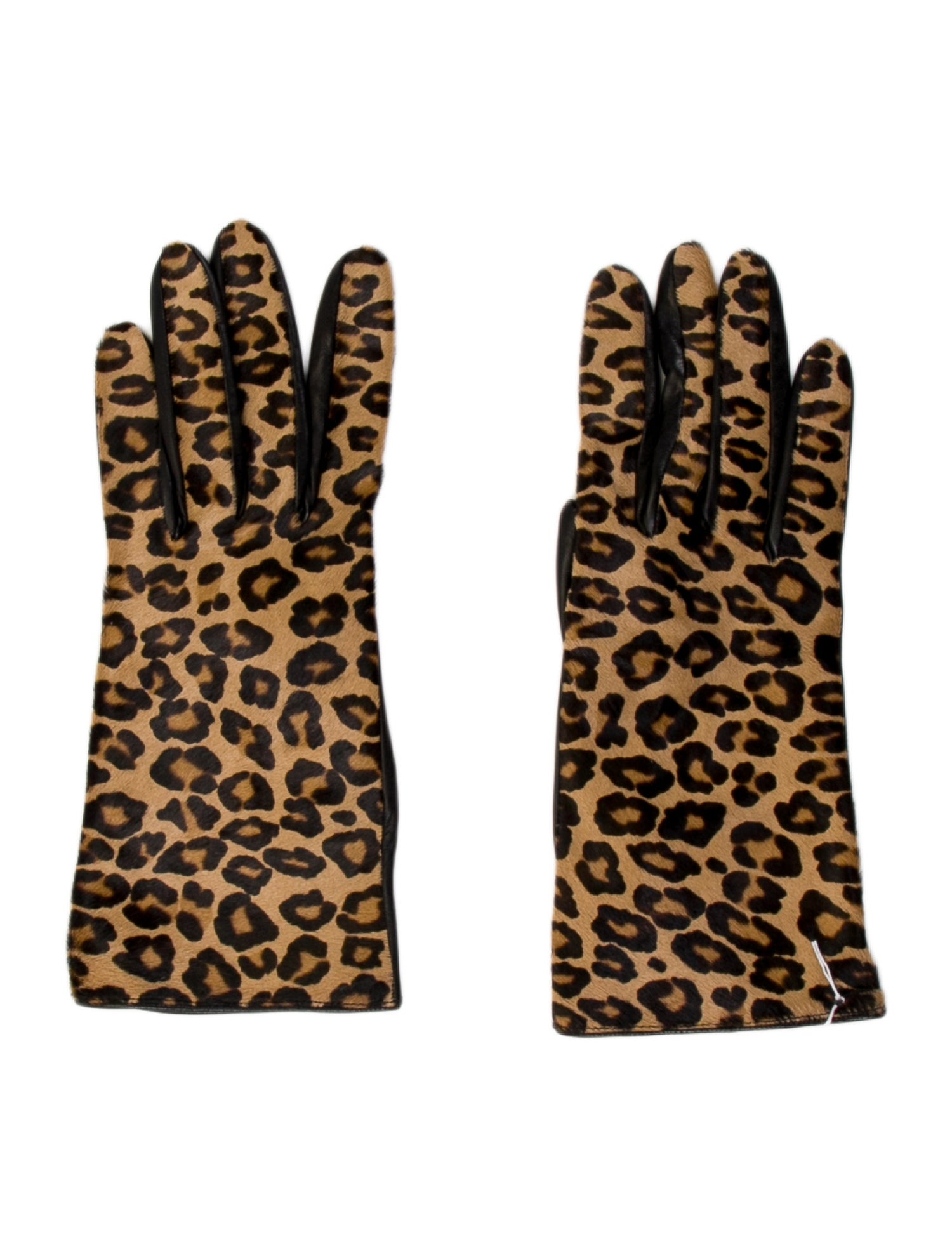 Neiman Marcus Leather Gloves With Leopard-print w/Tags